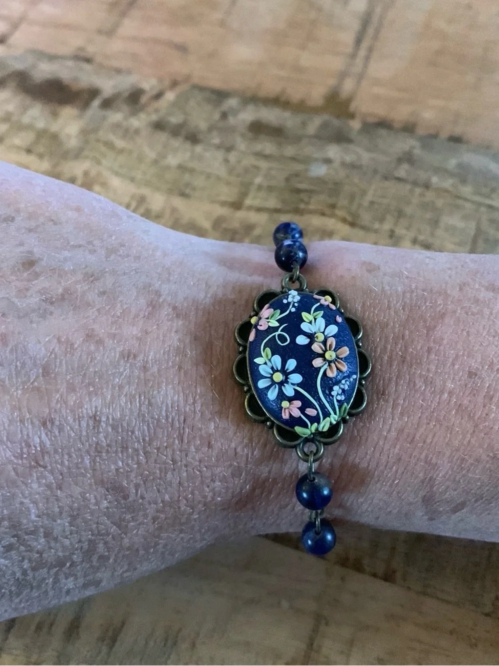 Clay & Beaded Floral Bracelet